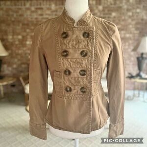 Old Navy Jacket Tan Military Cotton Twill XS Double Breasted Utility